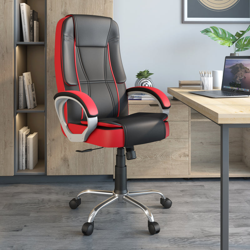 Kyoto High Back Office Chair - Black and Red