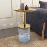 Nilkamal Leda Metal Top Glass Base Side Table Violet Gold
