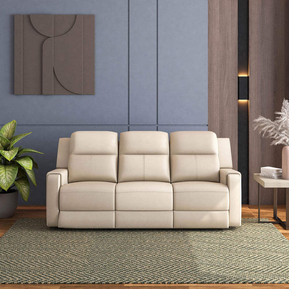 Levon 3 Seater Manual Recliner- Light Beige