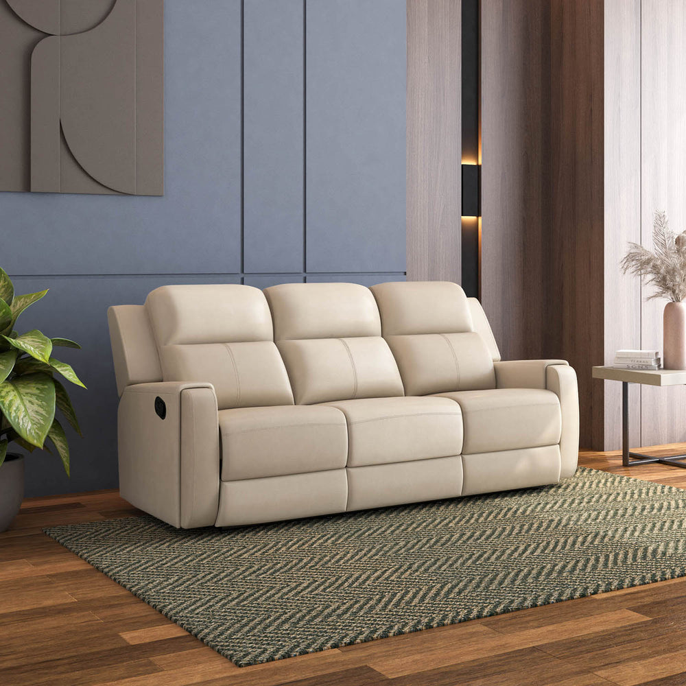 Levon 3 Seater Manual Recliner- Light Beige