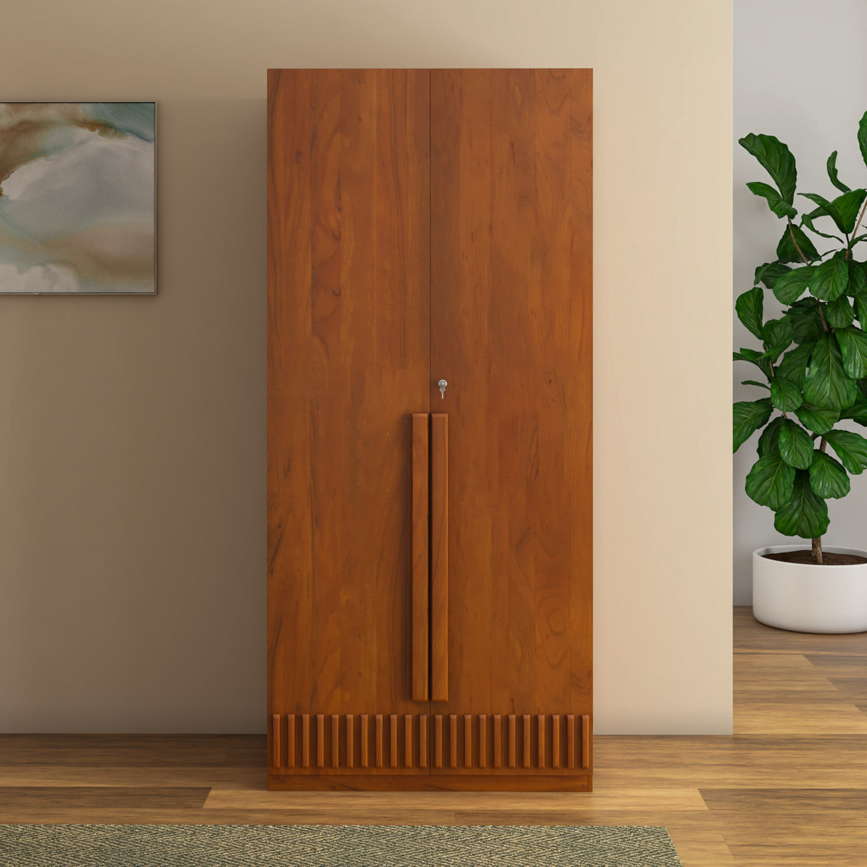 Linea 2 Door Wardrobe- Honey Walnut