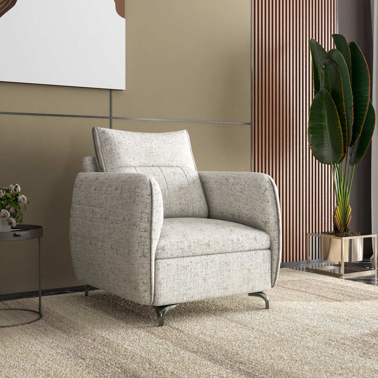 Infinia 1 Seater Fabric Sofa- Off White