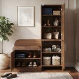 Magnus 2 Door Shoe Cabinet with Small Storage Tower- Lyon Walnut