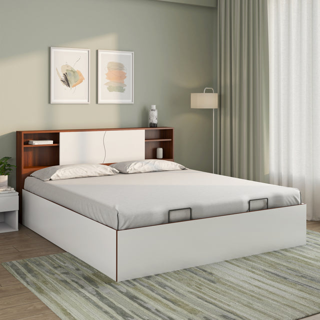 Nilkamal Malcom Prime Bed With Semi Hydraulic Storage (Walnut) - 02