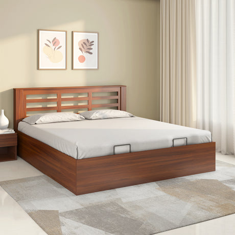 Nilkamal Maple Prime Bed With Semi Hydraulic Storage (Walnut) - 01