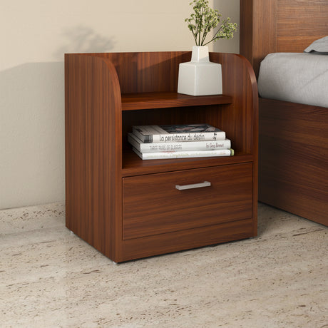 Nilkamal Max Engineered Wood Nightstand Classic Walnut