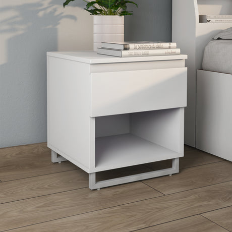 Nilkamal Meta Engineered Wood Nightstand Frosty White