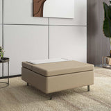 Infnia Leatherette Reversible Ottoman- Beige