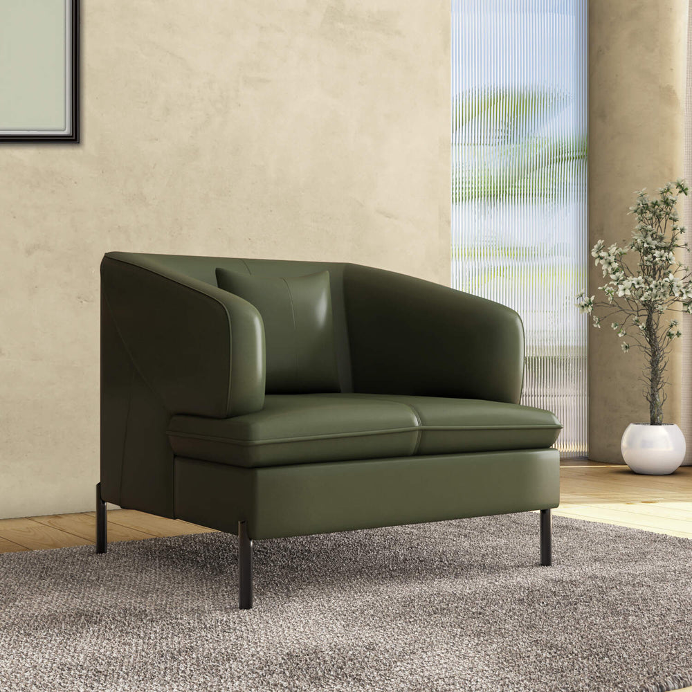 Modena 1 Seater Leather Sofa- Green