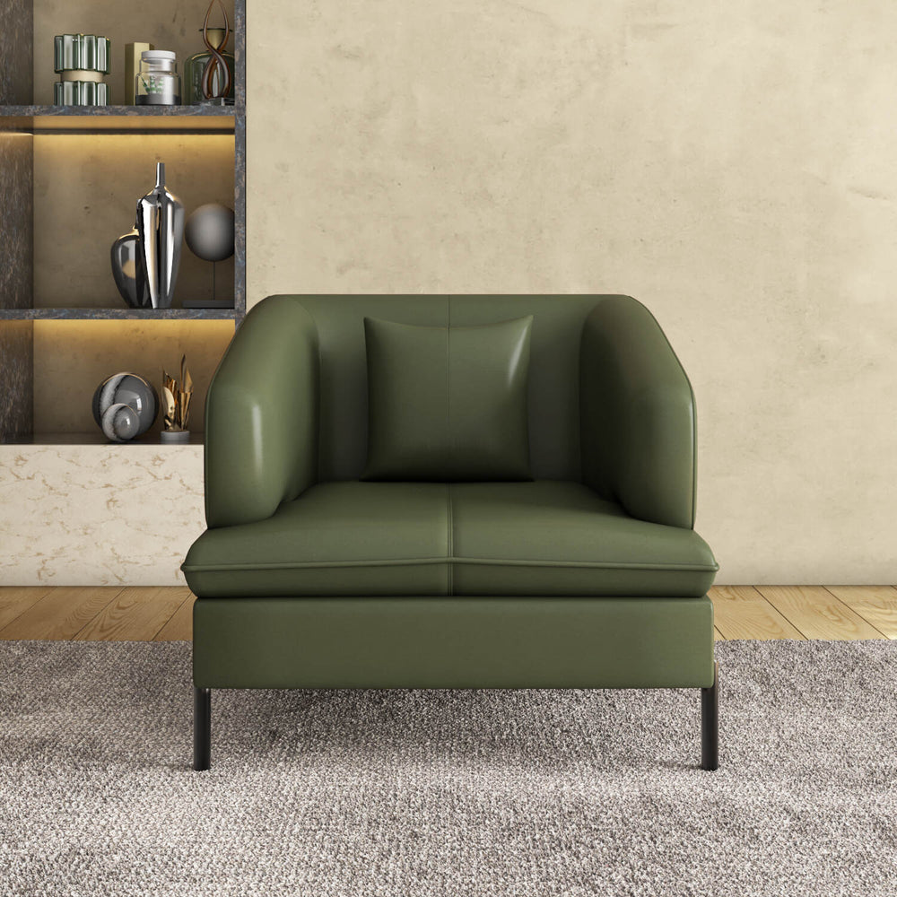 Modena 1 Seater Leather Sofa- Green