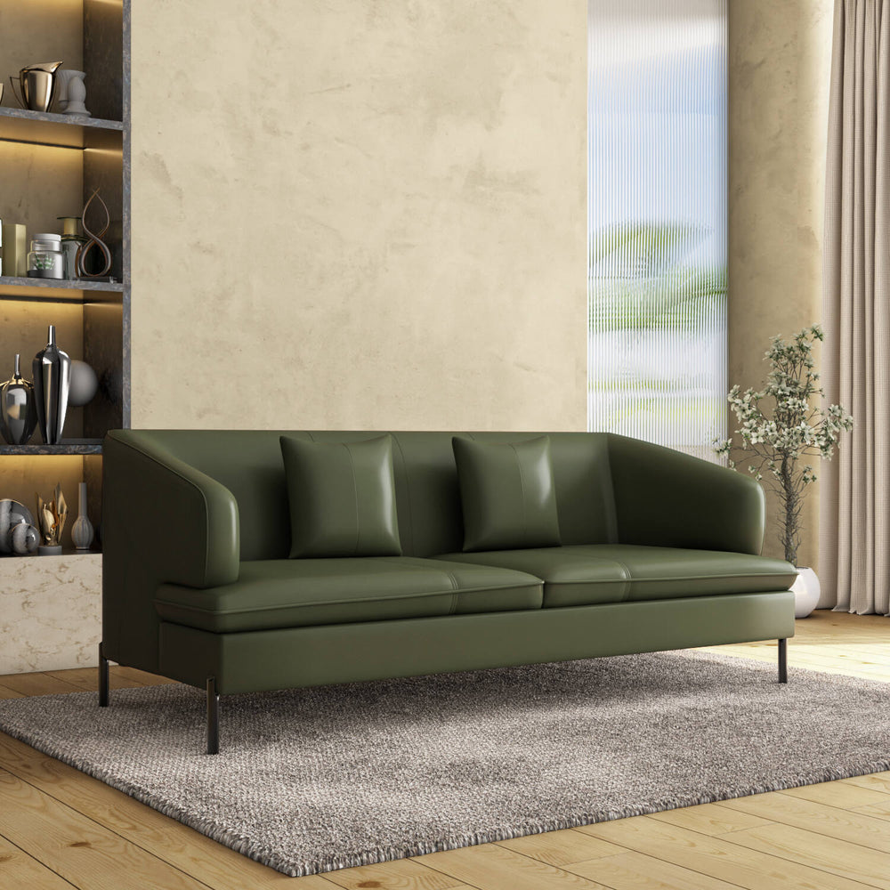 Modena 3 Seater Leather Sofa- Green