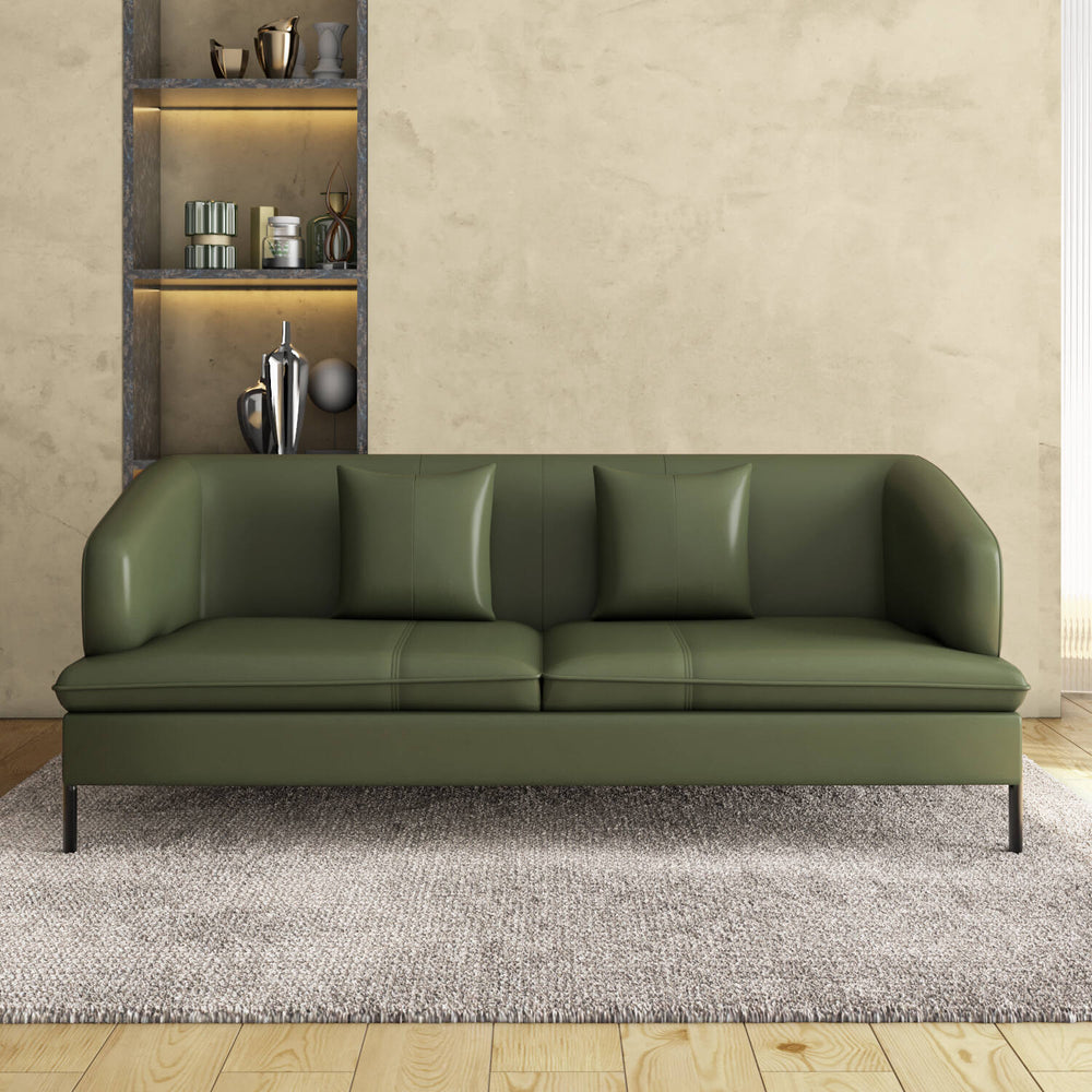 Modena 3 Seater Leather Sofa- Green