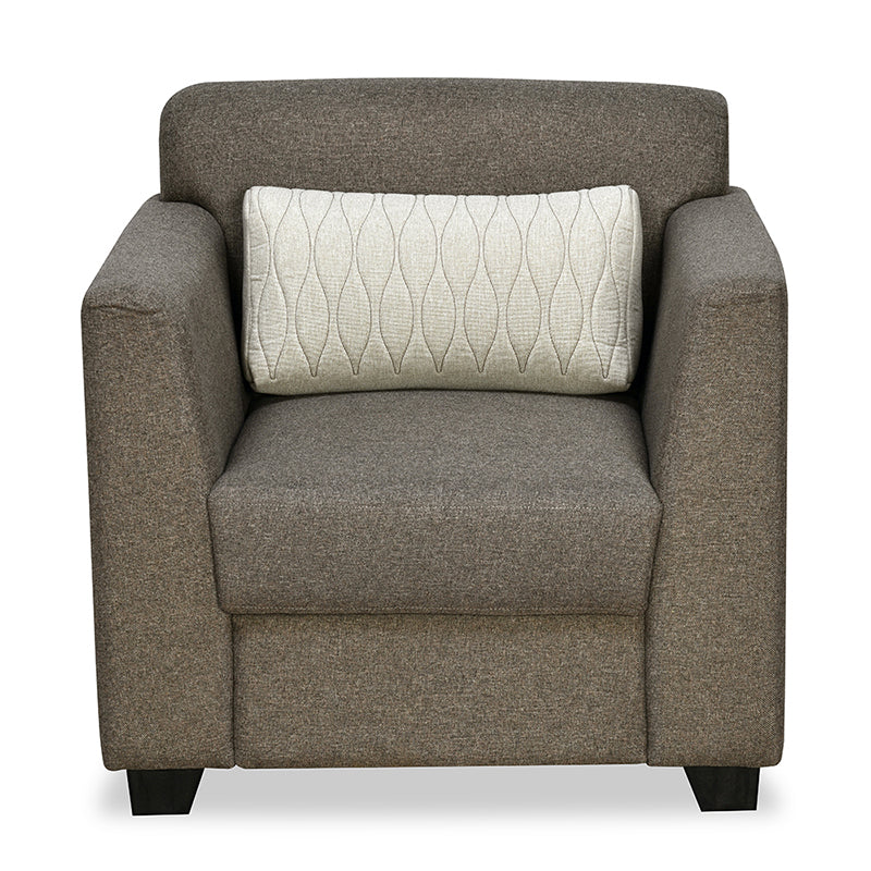 Svelte Plus 1 Seater Fabric Sofa with Cushion- Dark Brown