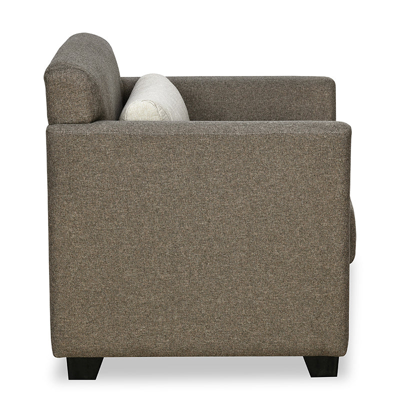 Svelte Plus 1 Seater Fabric Sofa with Cushion- Dark Brown