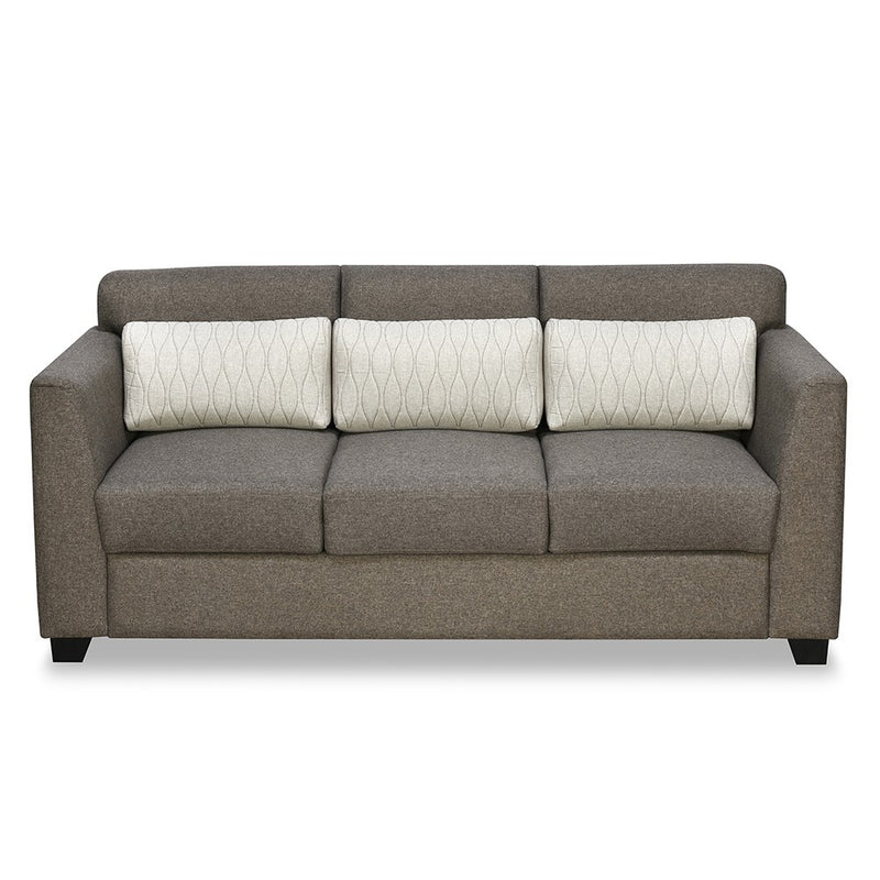 Svelte Plus 3 Seater Fabric Sofa with Cushion- Dark Brown