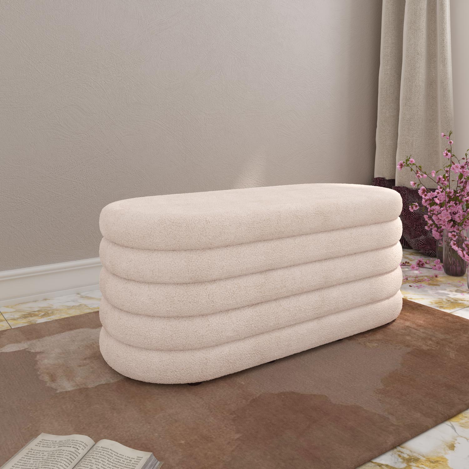 Buy Muffin Ottoman with Storage | Big (Beige) Online in India