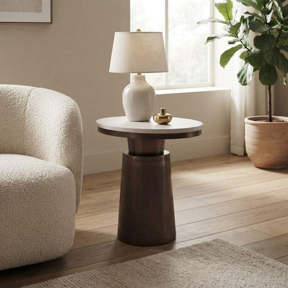 Mura Marble Top Side Table- Bronze