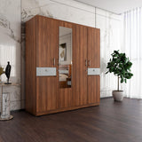 Magnus 4 Door Engineered Wood Wardrobe (Lyon Walnut)