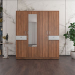 Magnus 4 Door Engineered Wood Wardrobe (Lyon Walnut)