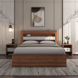 Magnus King Bed with Box Storage(Lyon Walnut)