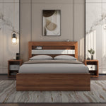 Magnus King Bed with Box Storage(Lyon Walnut)