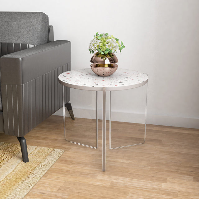 Maisy Acrylic Base Side Table (Cream) 1