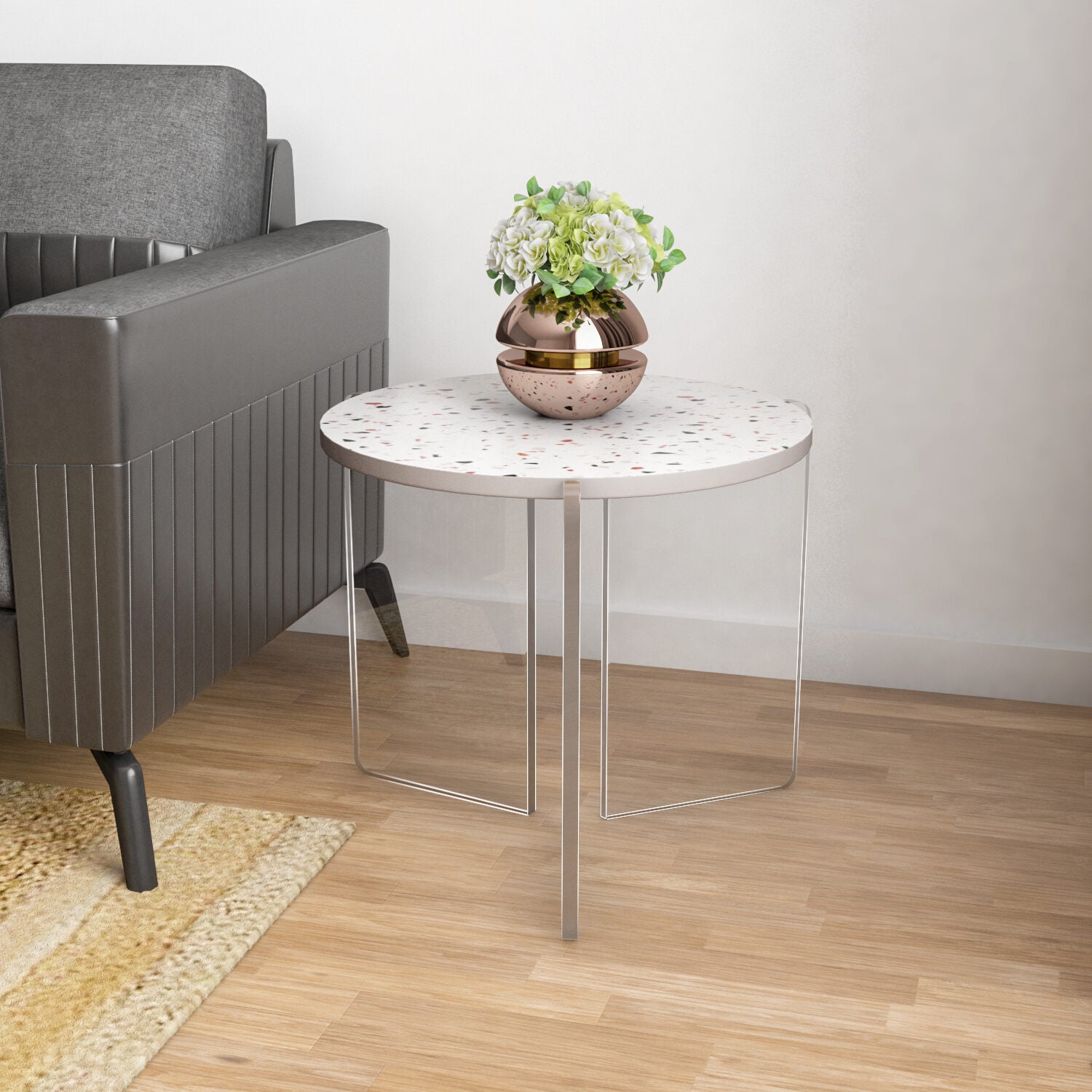 Maisy Acrylic Base Side Table (Cream)