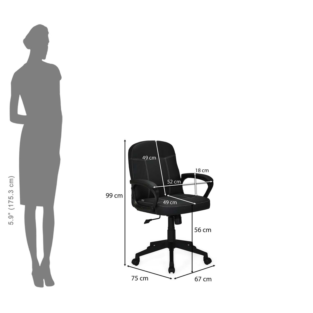 Mayor Low Back Office Chair- Black
