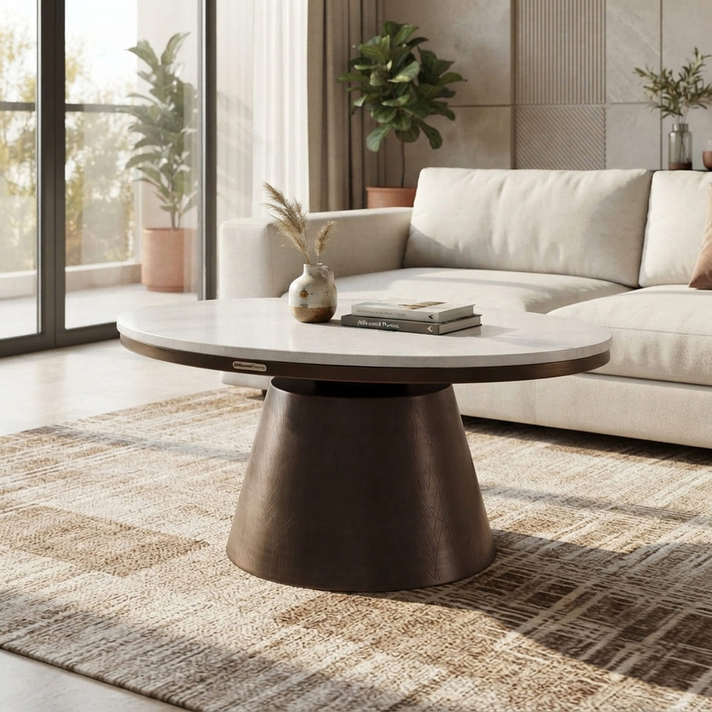 Mura Marble Top Center Table- Bronze