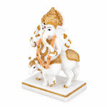 Vandanam Decorative Ganesha and Cow Showpiece- White & Gold