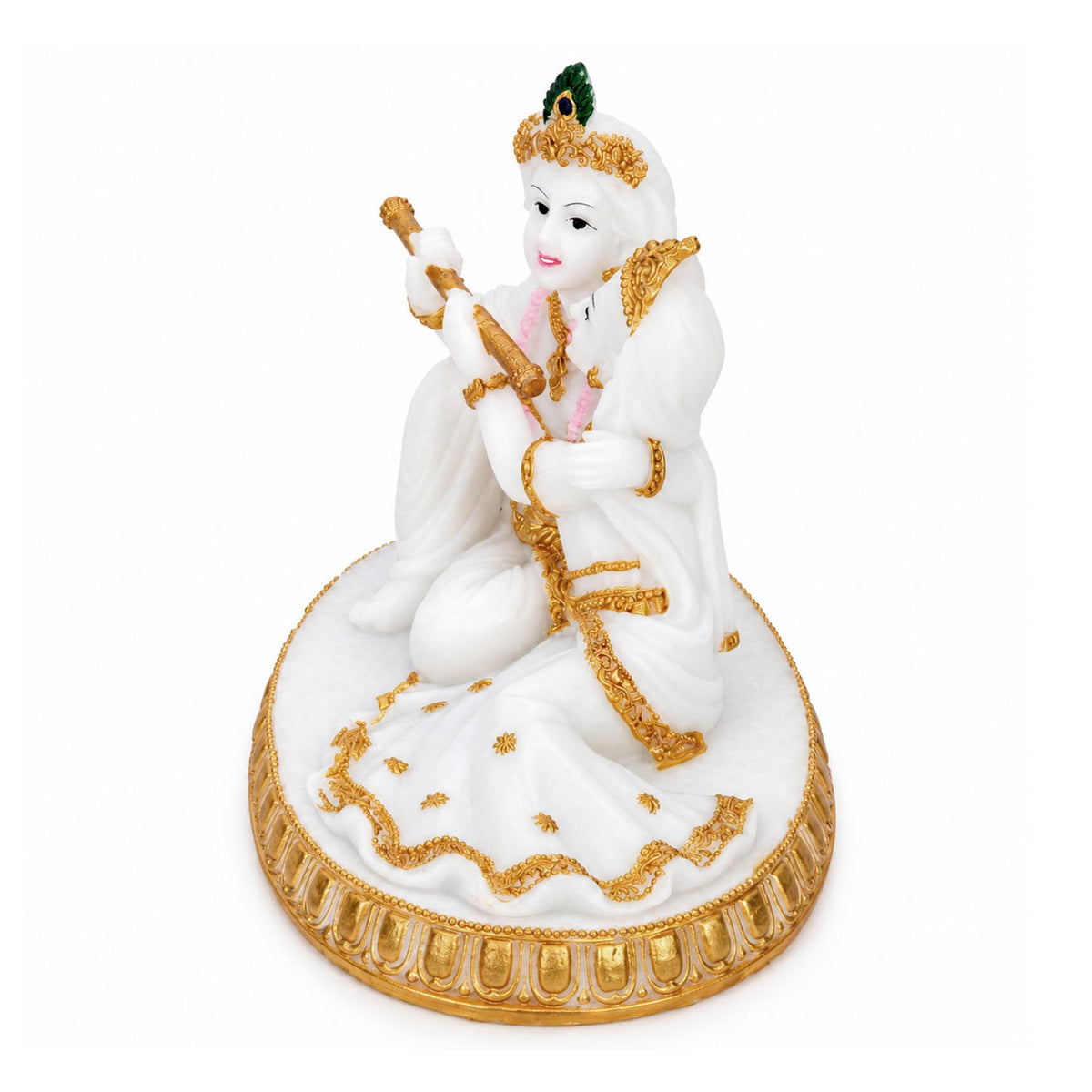 Vandanam Decorative Radha Krishna Showpiece- White & Gold