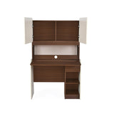 Sliven Computer Table with Hutch- Legno Oak Dark & Ivory