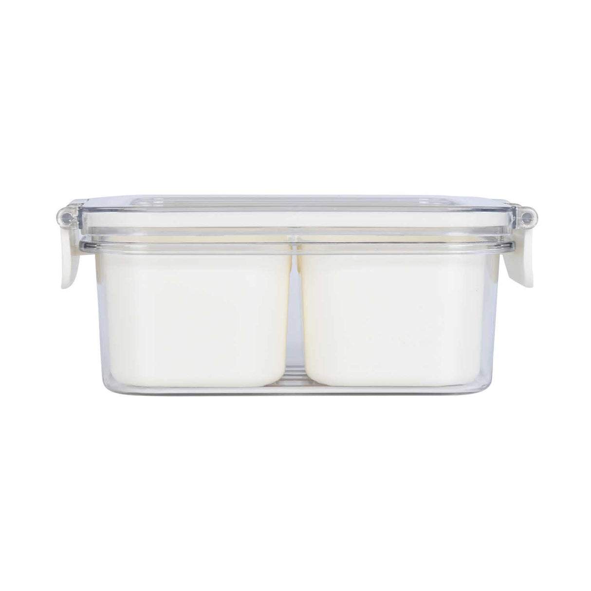 Rectangular 2 Compartment Storage Cannister- Cream