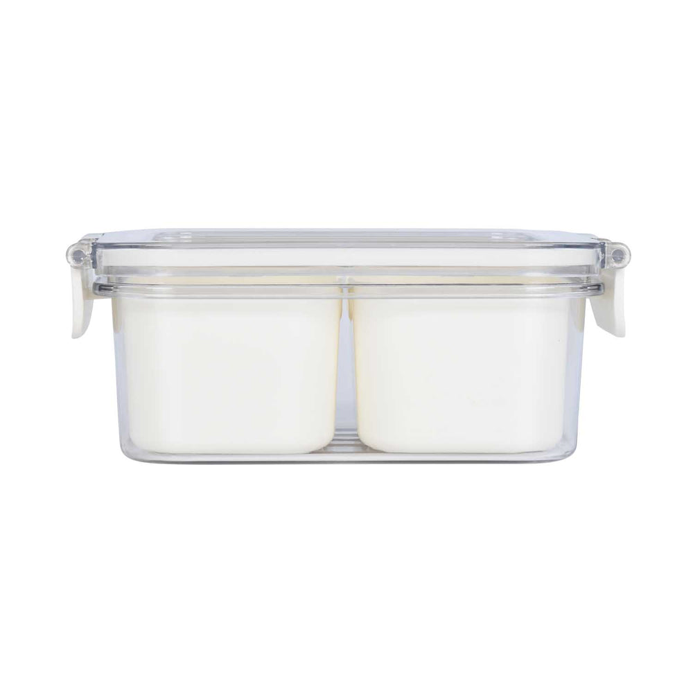 Rectangular 2 Compartment Storage Cannister- Cream