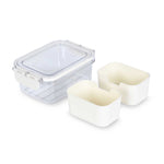 Rectangular 2 Compartment Storage Cannister- Cream