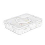 Rectangular 3 Compartment Storage Cannister with Handle- Cream