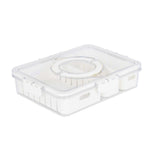 Rectangular 3 Compartment Storage Cannister with Handle- Cream