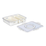 Rectangular 3 Compartment Storage Cannister with Handle- Cream