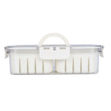 Multipurpose 4 Compartment Storage Cannister with Lid and Handle- Cream