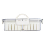 Multipurpose 4 Compartment Storage Cannister with Lid and Handle- Cream