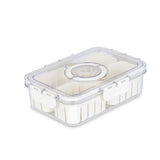 Multipurpose 4 Compartment Storage Cannister with Lid and Handle- Cream