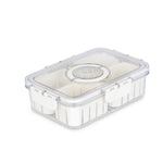 Multipurpose 4 Compartment Storage Cannister with Lid and Handle- Cream