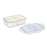 Multipurpose 4 Compartment Storage Cannister with Lid and Handle- Cream
