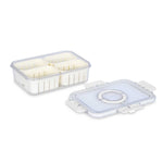 Multipurpose 4 Compartment Storage Cannister with Lid and Handle- Cream