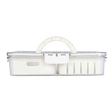 Rectangular 3 Compartment Storage Cannister with Handle-Cream