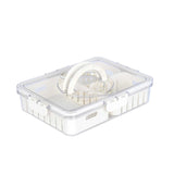 Rectangular 3 Compartment Storage Cannister with Handle-Cream
