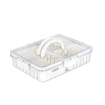 Rectangular 3 Compartment Storage Cannister with Handle-Cream