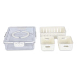 Rectangular 3 Compartment Storage Cannister with Handle-Cream