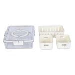 Rectangular 3 Compartment Storage Cannister with Handle-Cream