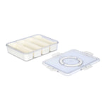 Rectangular 4 Compartment Storage Cannister with Lid and Handle-Cream